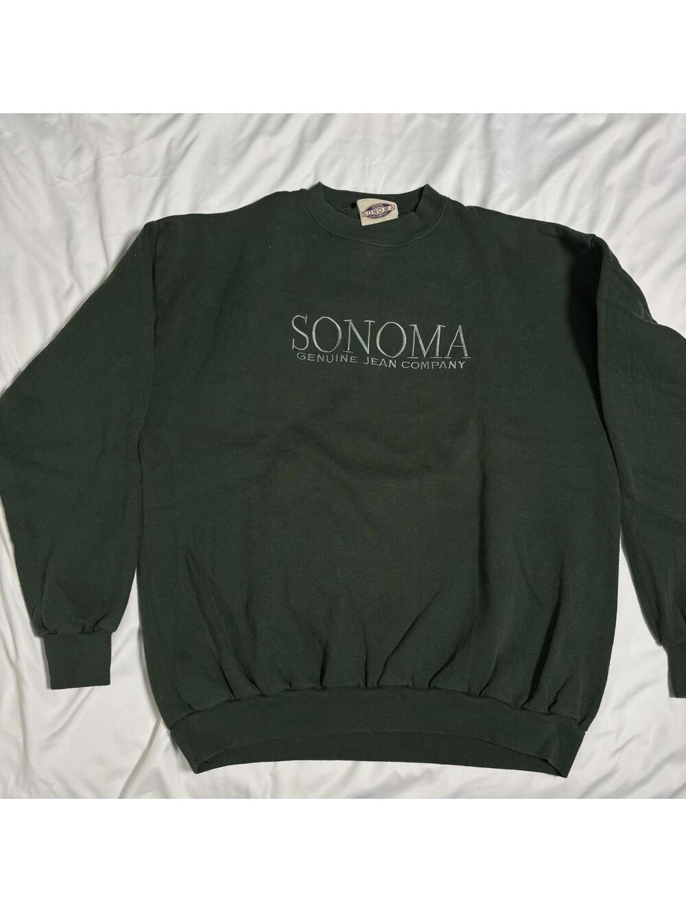 Vintage Green GENUINE SONOMA JEAN COMPANY Embroidered Sweatshirt L/XL